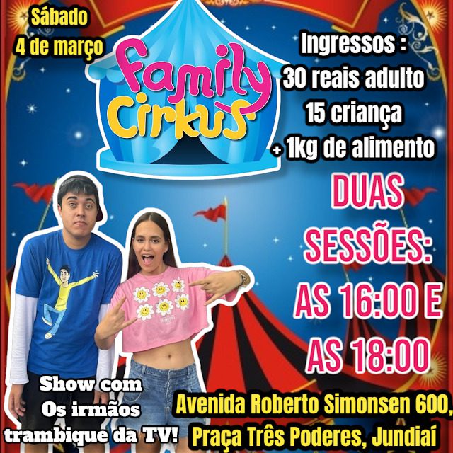 Family Cirkus recebe show beneficente com atores de ‘ Bia & Jean ‘ neste sábado