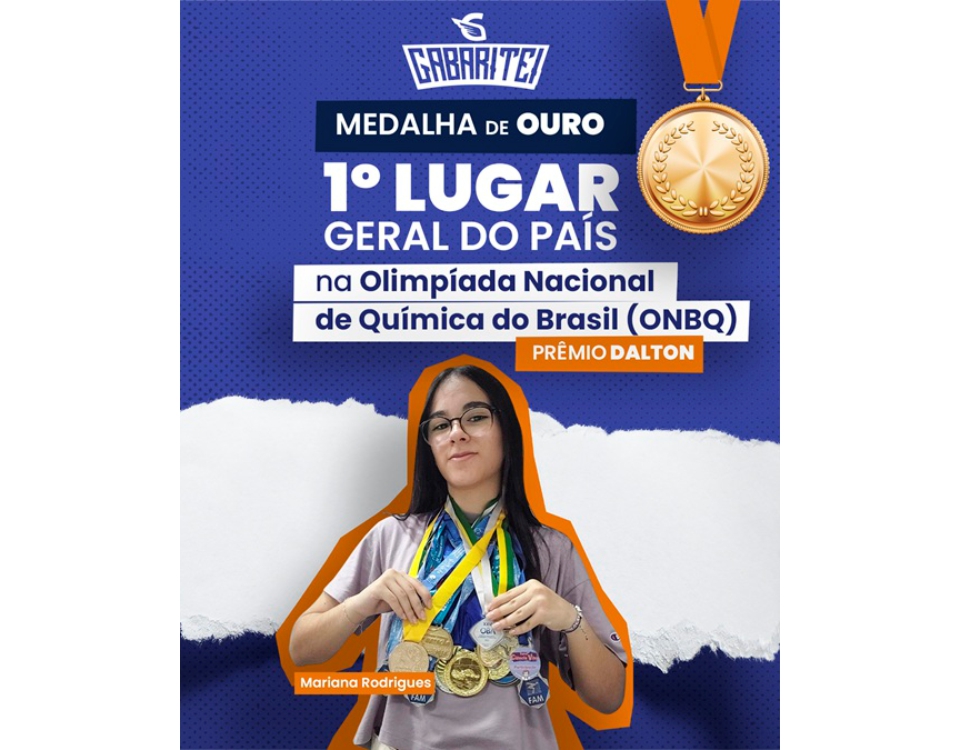 Aluna do Gabarito Educação conquista 1º lugar do Brasil na Olimpíada Nacional de Química e recebe Prêmio Dalton
